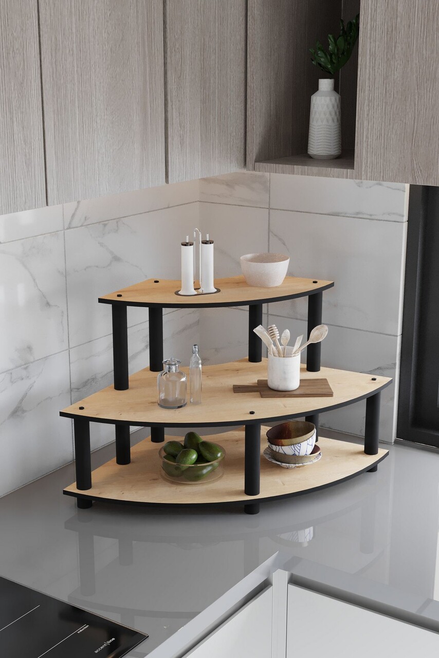 Raft de bucatarie, Hanah Home, Countertop, 70x38x42 cm, MDF , Stejar - imagine 3